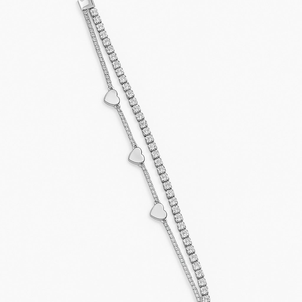 Bracciale doppio filo con cuori