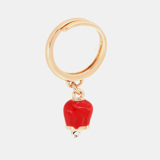 Anello con campanella in smalto rosso