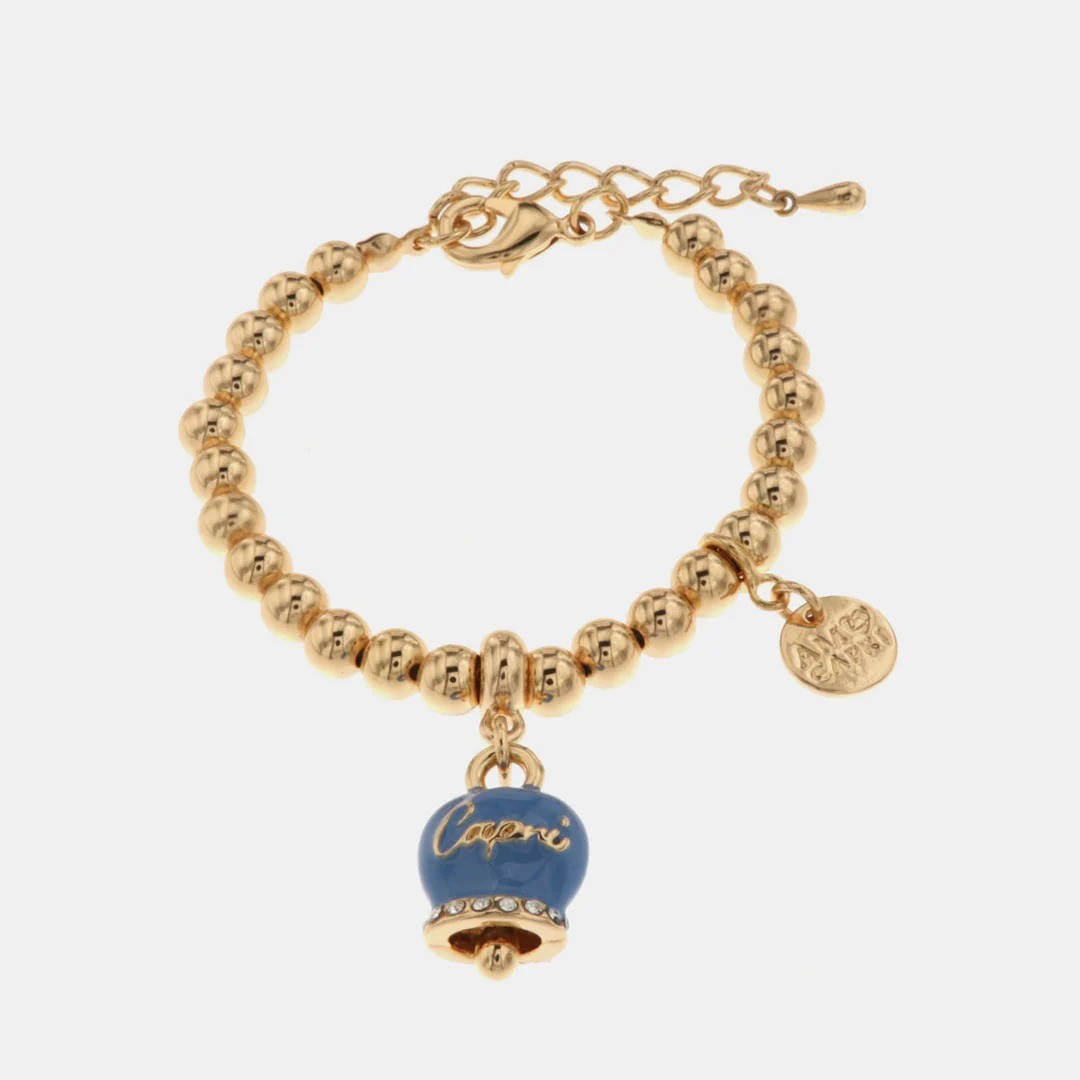 Bracciale con campanella in smalto blu cobalto