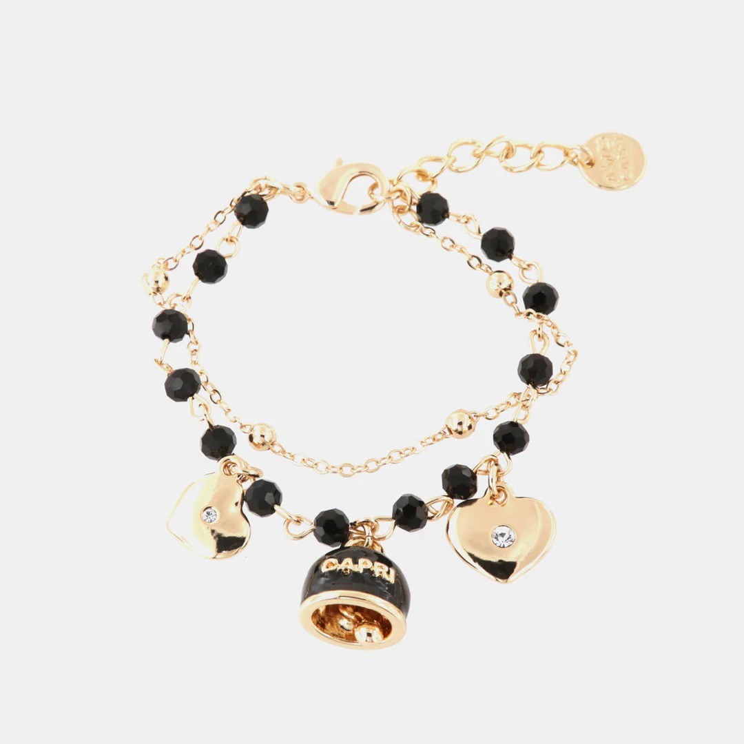 Bracciale con campanella in smalto nero