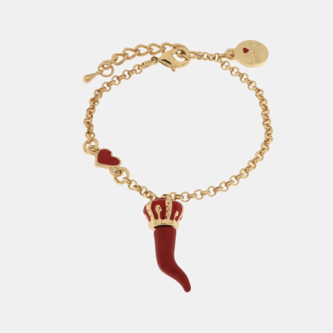 Bracciale con corno rosso e corona