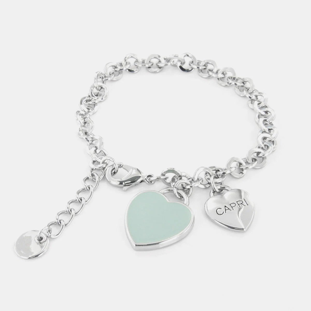 Bracciale con cuore pendente in smalto verde