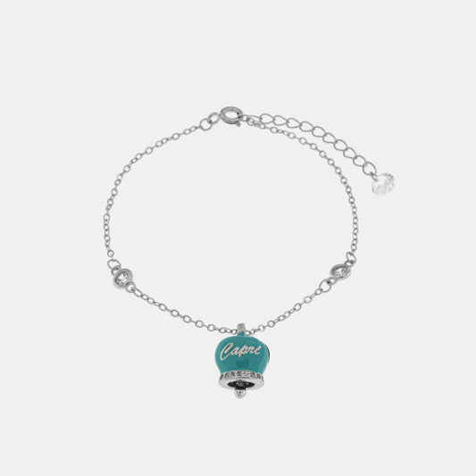 Bracciale in Argento  con campanella Capri azzurra e zirconi