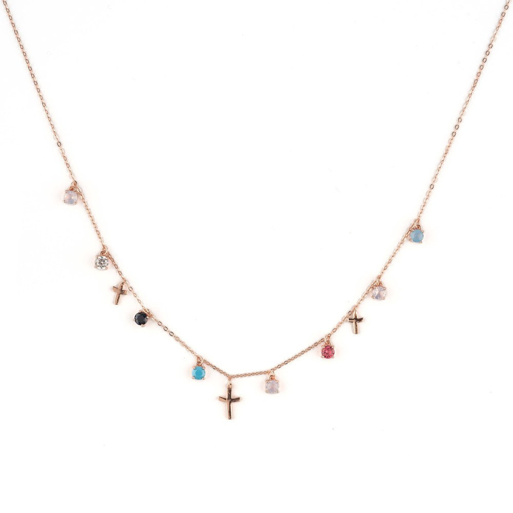 Collana rosè con zirconi multicolor