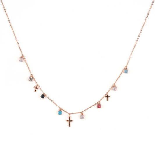 Collana rosè con zirconi multicolor